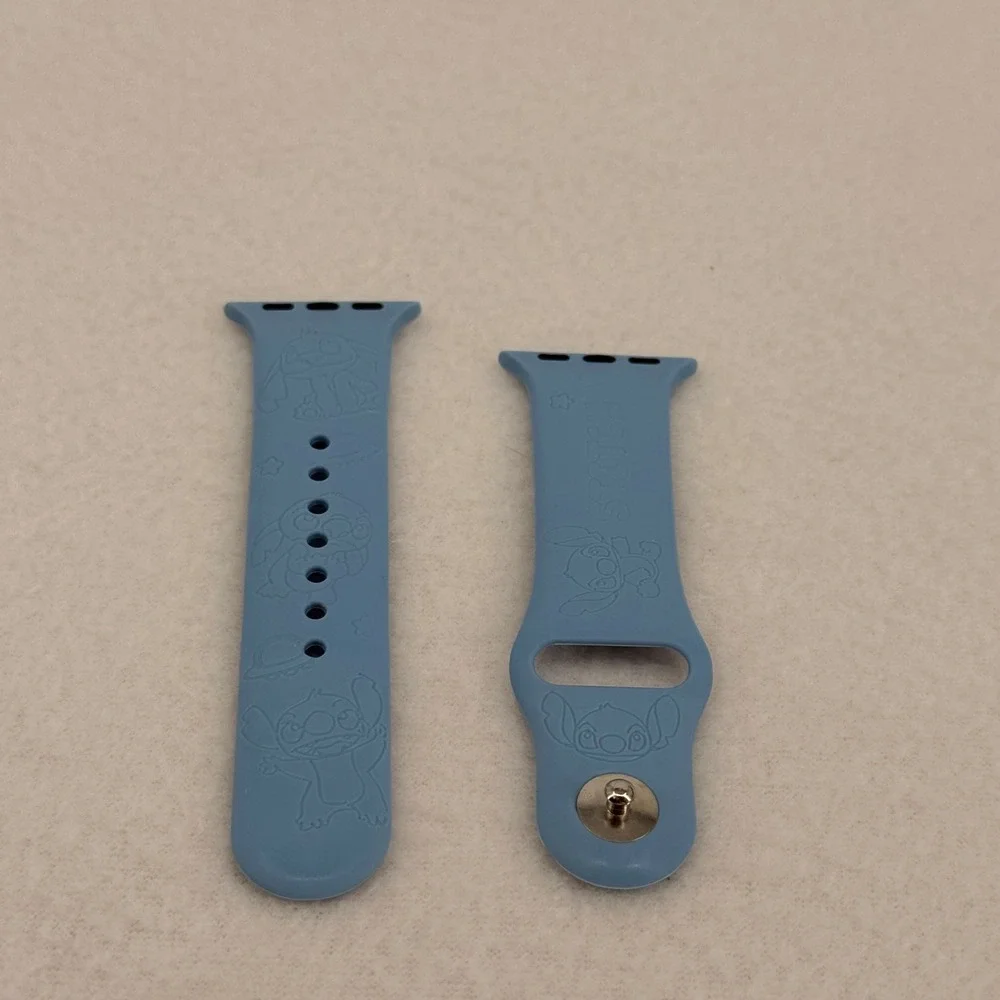 Disney Lilo & Stitch Blue Silicone Apple Watch Band Sport Strap Stitch 40mm